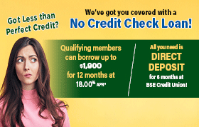 No Credit Check Loan Special - Borrow $1,900 for 12 months at 18.00% APR