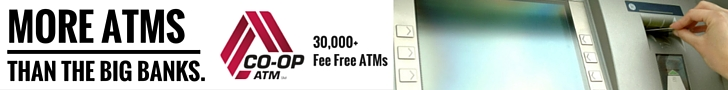 More ATMs than a Big Bank Co-Op ATMs.  30,000 Fee Free ATMs